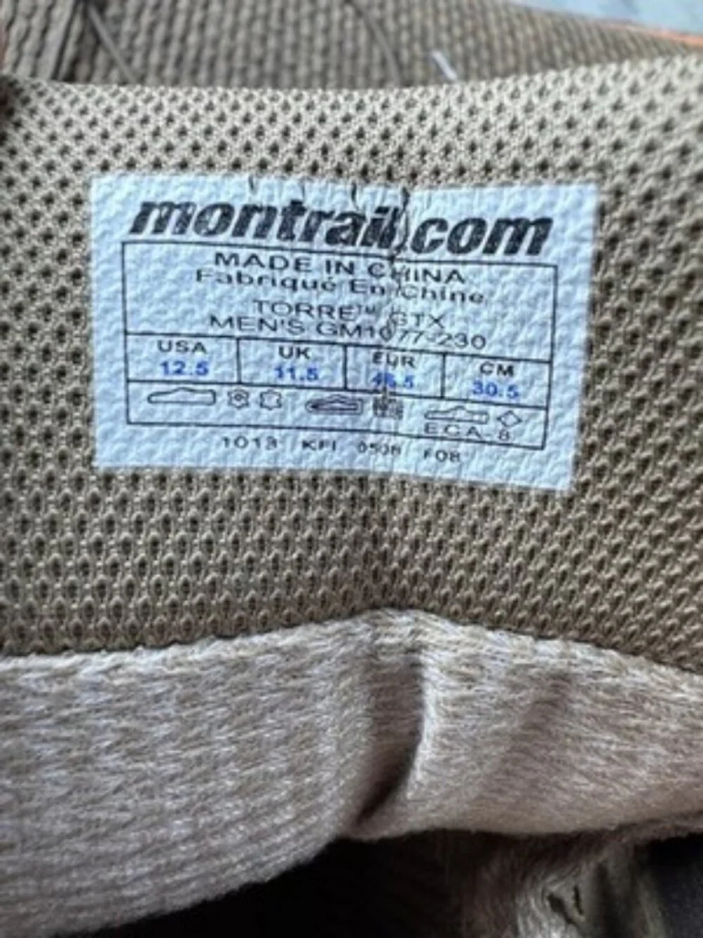 Montrail Torre GTX Hiking Boots Mens US 12.5 Brown Gore-Tex Waterproof
